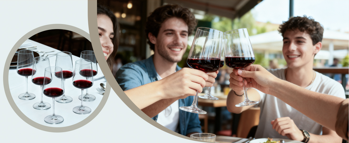 Набір келихів для вина PROST! 6 шт. 491 мл, без свинцю, для червоного вина, вечірок та компаній