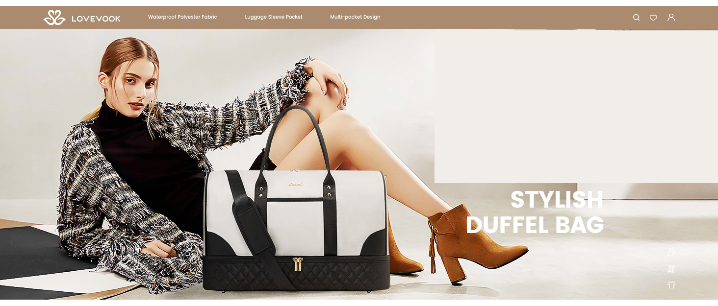 Сумка-мішок LOVEVOOK для подорожей: жіноча дорожня сумка-мішок з відділенням для взуття та мокрих речей, 2 шт. (35л, Beige & Khaki)