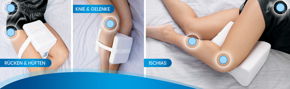 Подушка для ніг Everlasting Comfort - для комфорту в області стегна, спини та коліна. Keilkissen (клиноподібна подушка) для тих, хто спить на боці, з регульованим ремінцем та знімним чохлом