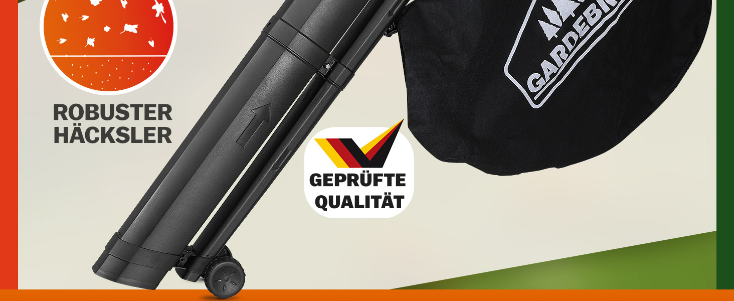 Електричний садовий повітродув-пилосос Gardebruk 3 в 1 з подрібнювачем листя, 3000W, 270 км/год, 45 л, ремінь на плече