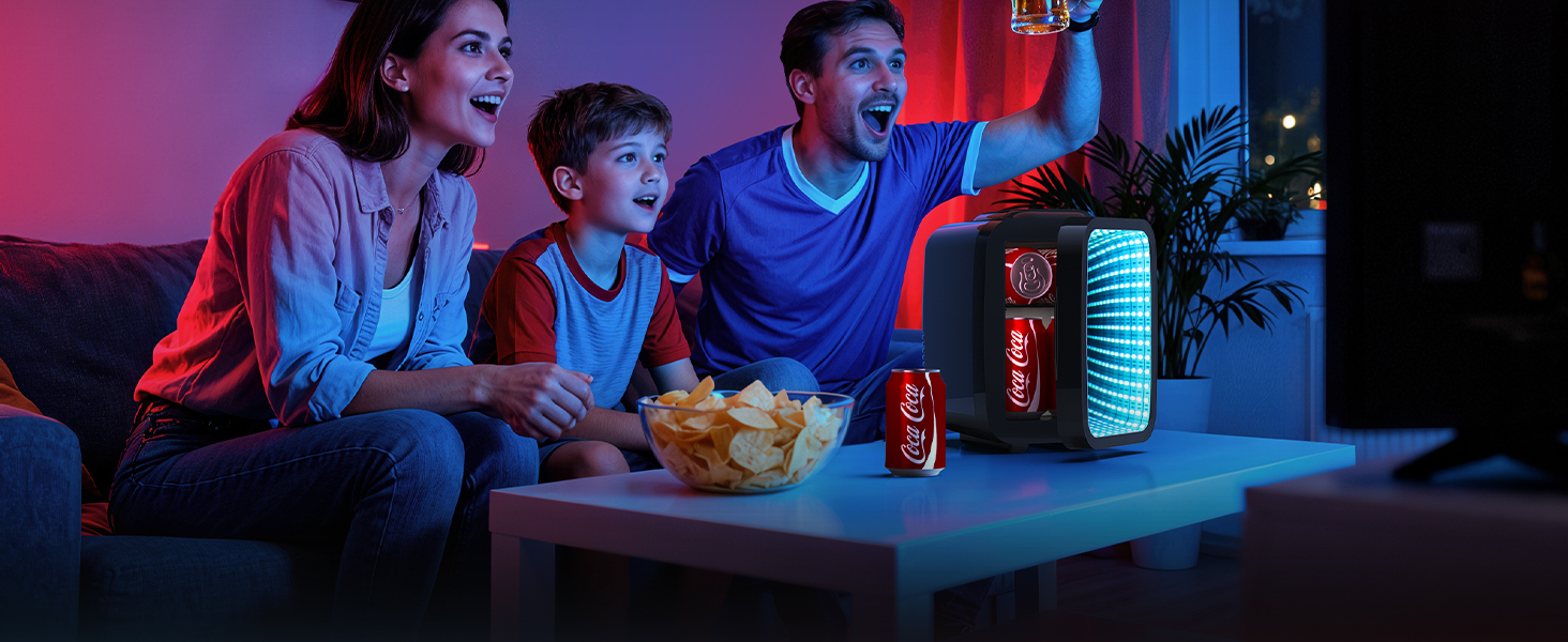 Міні-холодильник BEICHEN 4Л з RGB-підсвіткою, функція охолодження та підігріву 2в1, для напоїв, косметики та геймінгу, AC 220V/DC 12V (Чорний)