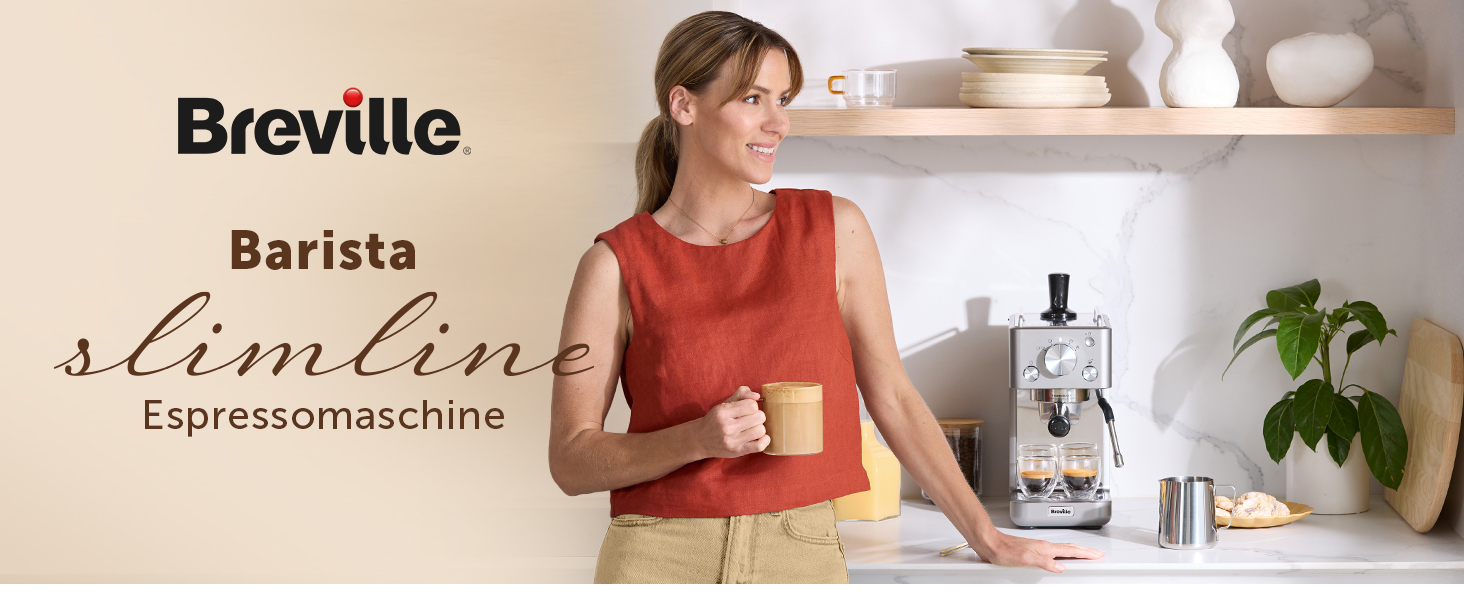 Кавомашина Breville Barista Slim VCF185X с молоковідбійником, 15 бар, срібляста - для капучино та лате
