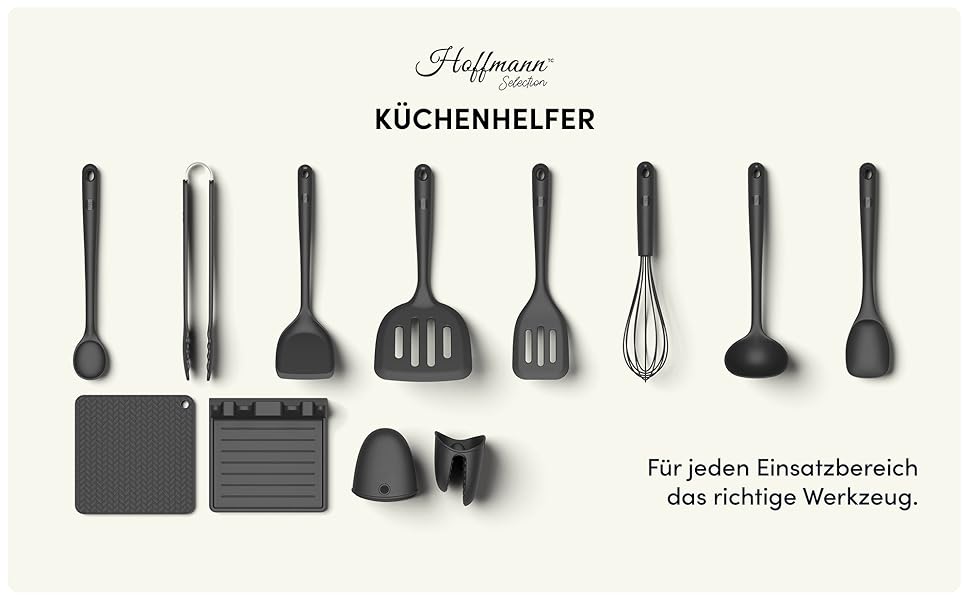 Набір кухонних аксесуарів Hoffmann Küchenhelfer-Set (5 предметів), антрацит, силікон-сталевий сердечник
