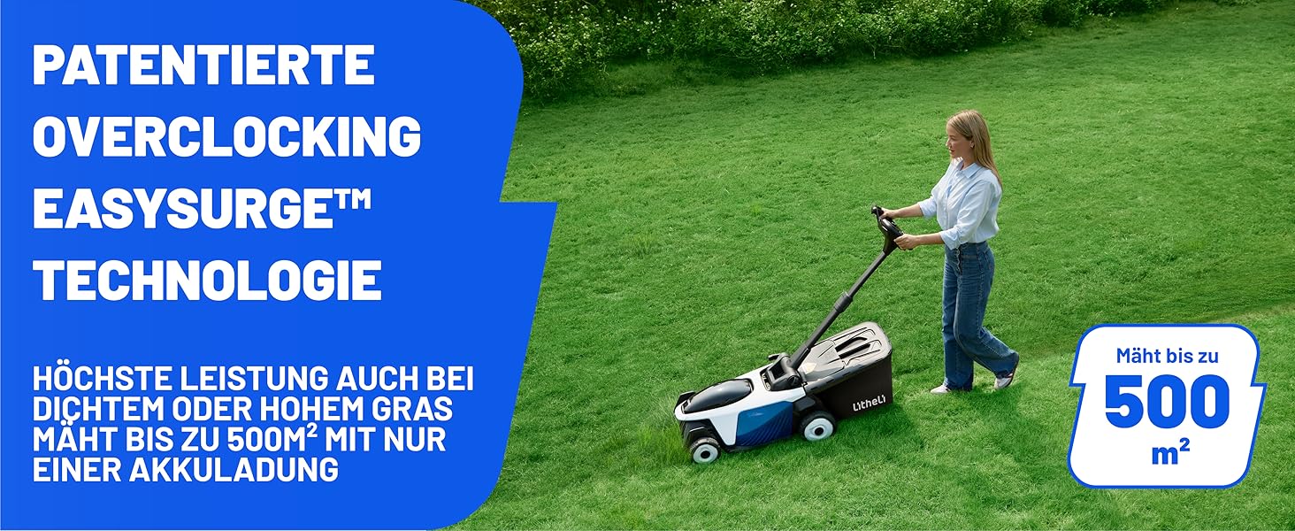 Акумуляторний акумуляторний газонокосарка Litheli Easysurge 43 см, 40V, самохідна, безщітковий двигун, до 500 м², 50 л, 25-75 мм, 2 x 4.0 Ah