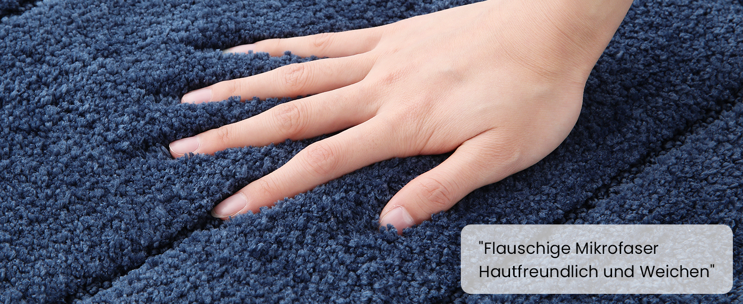 Килимок для ванної кімнати Homaxy з мікрофібри, антиковзний, 60x90 см, Marine Blau