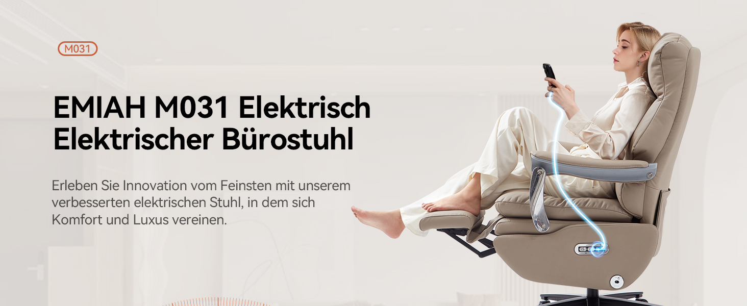 Крісло для офісу EMIAH з масажем, ергономічне електричне крісло з підніжкою, велике крісло для комп'ютера, крісло Zero Gravity, крісло-реклайнер для дому (Хакі), еко-шкіра