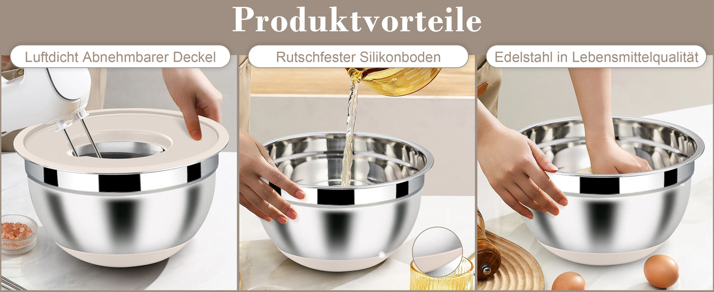 Набір місок Homikit з нержавіючої сталі, 6 шт. з тертками, кришками та силіконовим дном, 4.6/2.8/2.5/1.6/1.2/0.7 л, зелений