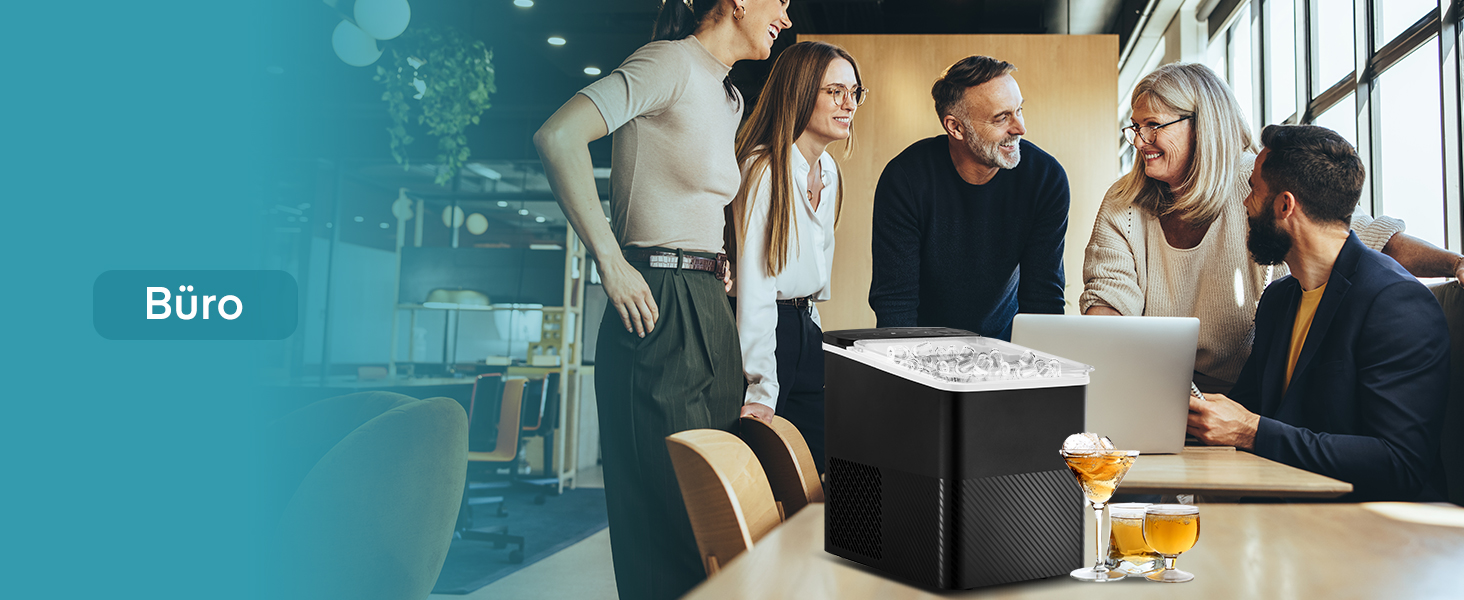 Льодогенератор Fohere портативний самоочисний, 14 кг/24 год, 2 розміри льоду, компактний, чорний - для дому, бару, офісу, кемпінгу