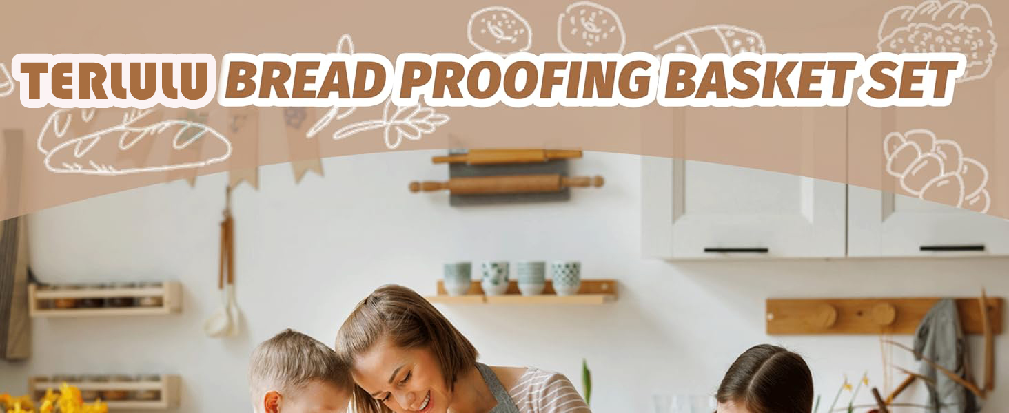 Набір для випічки хліба Brot: 2 корзини (23см круглі, 25см овальні), тейгшкребок, мішалка, тканинний вкладиш & лам, 100% ротанг