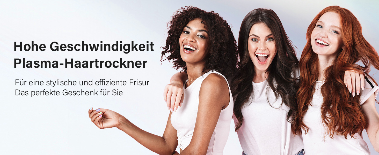 Професійний фен для волосся з дифузором, безщітковий мотор 110 000 об/хв, 400 млн плазмових іонів, низький рівень шуму 57дБ, чорний