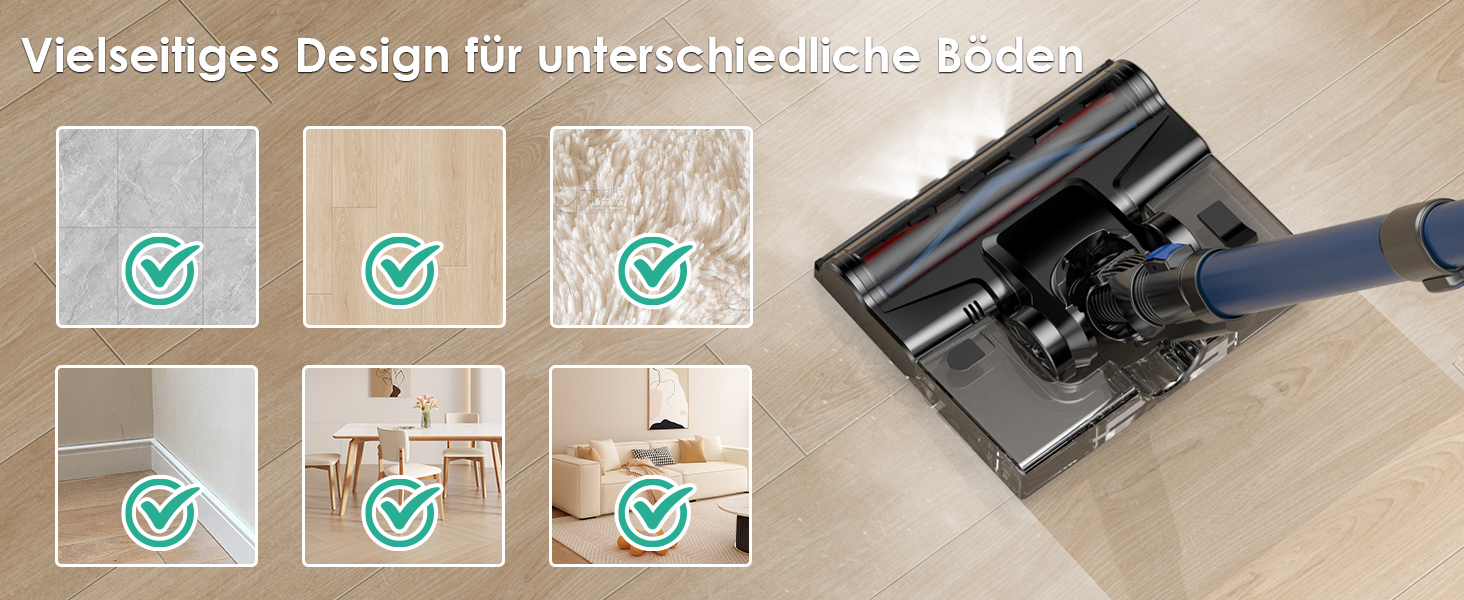 Акумуляторний пилосос з функцією миття підлоги, 45000Pa/550W/60 Min, безщітковий двигун, LED-дисплей, самостійна парковка, для твердих поверхонь, килимів та шерсті тварин, блакитний