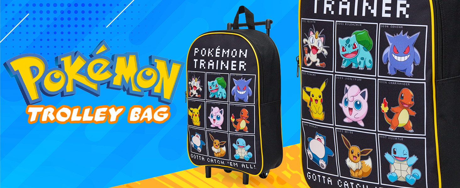 Дитяча валіза Pokemon, складний візок 39x27см, 10.5л, 2 колеса, висувна ручка (чорний/різнокольоровий)