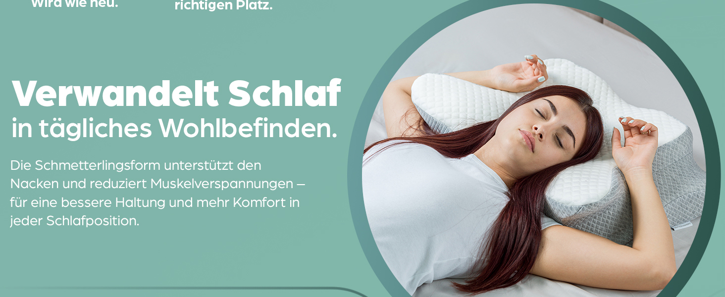 Ортопедична подушка Flowen з Memory Foam для підтримки шиї. Зручна для сну, допомагає при болях у шиї та запобігає хропінню. Матеріал: Memory Foam, поліестер.