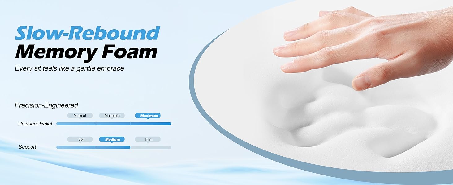 Подушка для офісного крісла Lofty Aim з піни Memory Foam: ортопедична, для попереку, від болю в сідницях, для офісу, авто, літака, інвалідного візка – чорний та темно-сірий