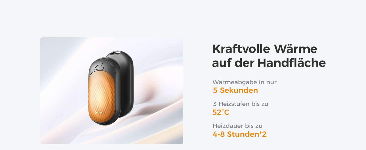 Електричні грілки для рук OCOOPA 2 шт. з магнітом, 5000mAh, 3 режими нагріву, компактні, для рукавичок, зими