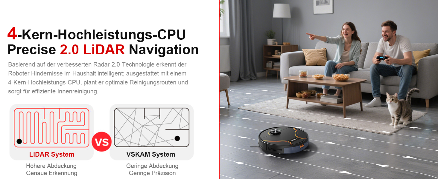 Робот-пилосос Chuboor з функцією миття 3 в 1, 6500Pa, LiDAR навігація, керування через додаток/WiFi/Alexa, автозарядка, 150 хв роботи, для шерсті тварин, килимів та твердих підлог, чорний