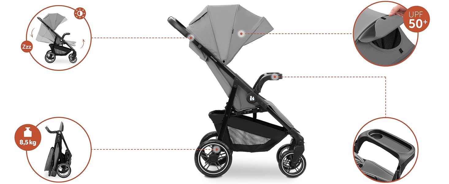 Дитяча коляска 3в1 Hauck Shop N Care Travel Set Olive - Buggy, люлька, автокрісло i-Size, підстаканник, SPF 50+, регульована спинка, складна