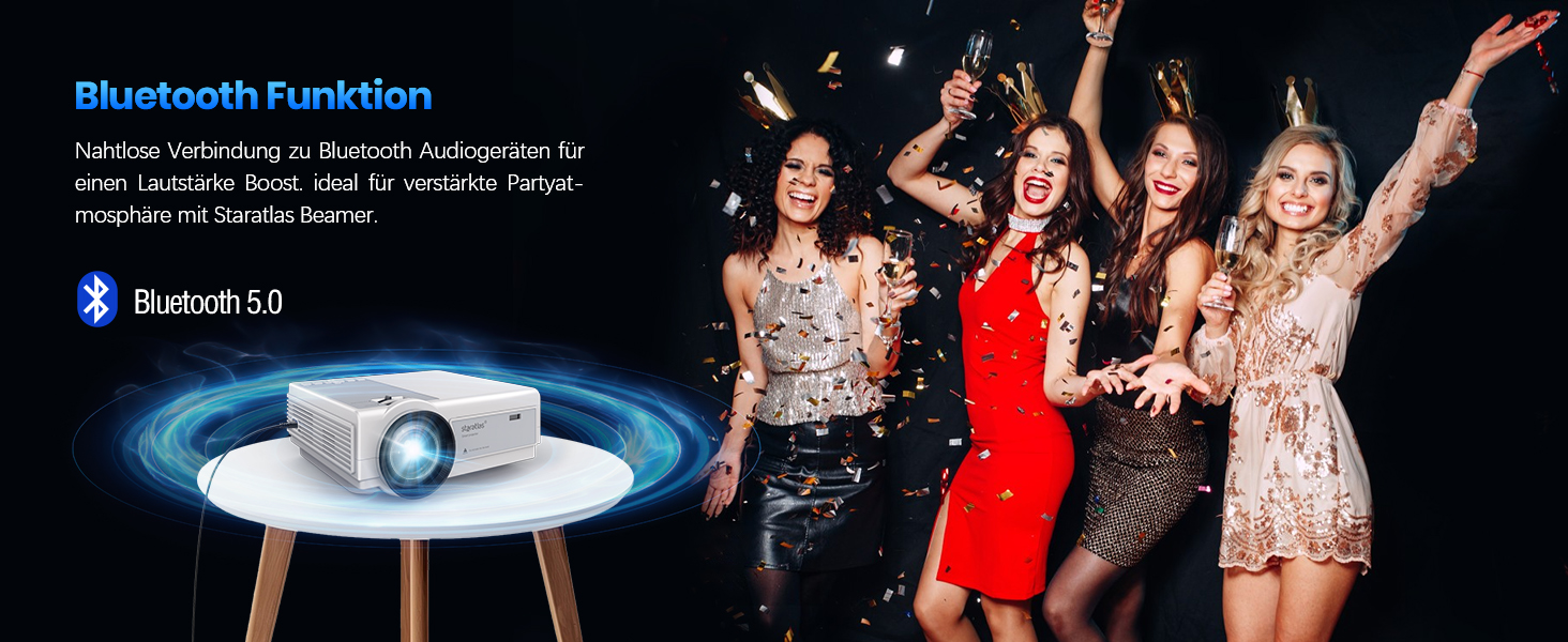 Проектор Staratlas Beamer 5G WiFi Bluetooth Full HD 12000 Lumen, Native 1080P 4K, для домашнього кінотеатру, сумісний з iOS/Android/Fire Stick/HDMI/USB/PS5, білий