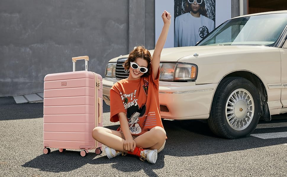 Набір валіз Merax 3 шт. з жорстким корпусом (20/24/28 дюймів), кремовий колір