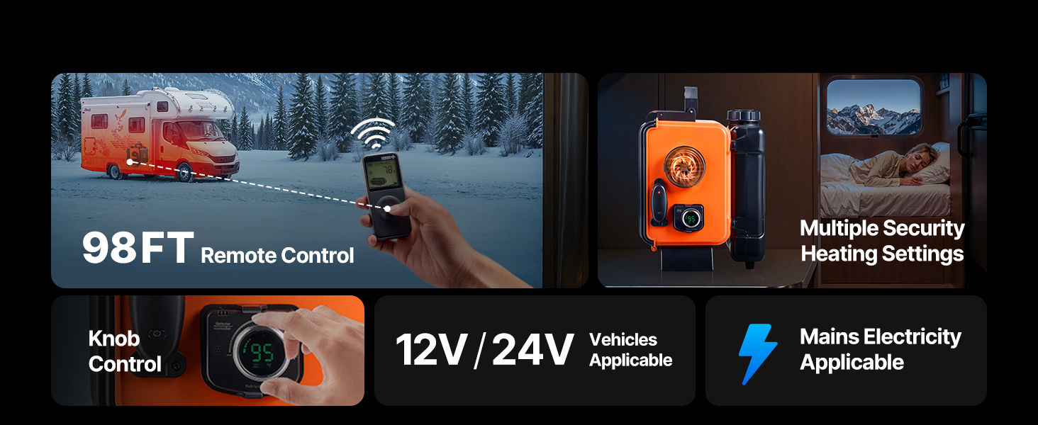 Дизельний опалювач VEVOR 8 кВт 12/24 В з пультом керування та LCD-дисплеєм, 4.5 л, для вантажівок та автодому