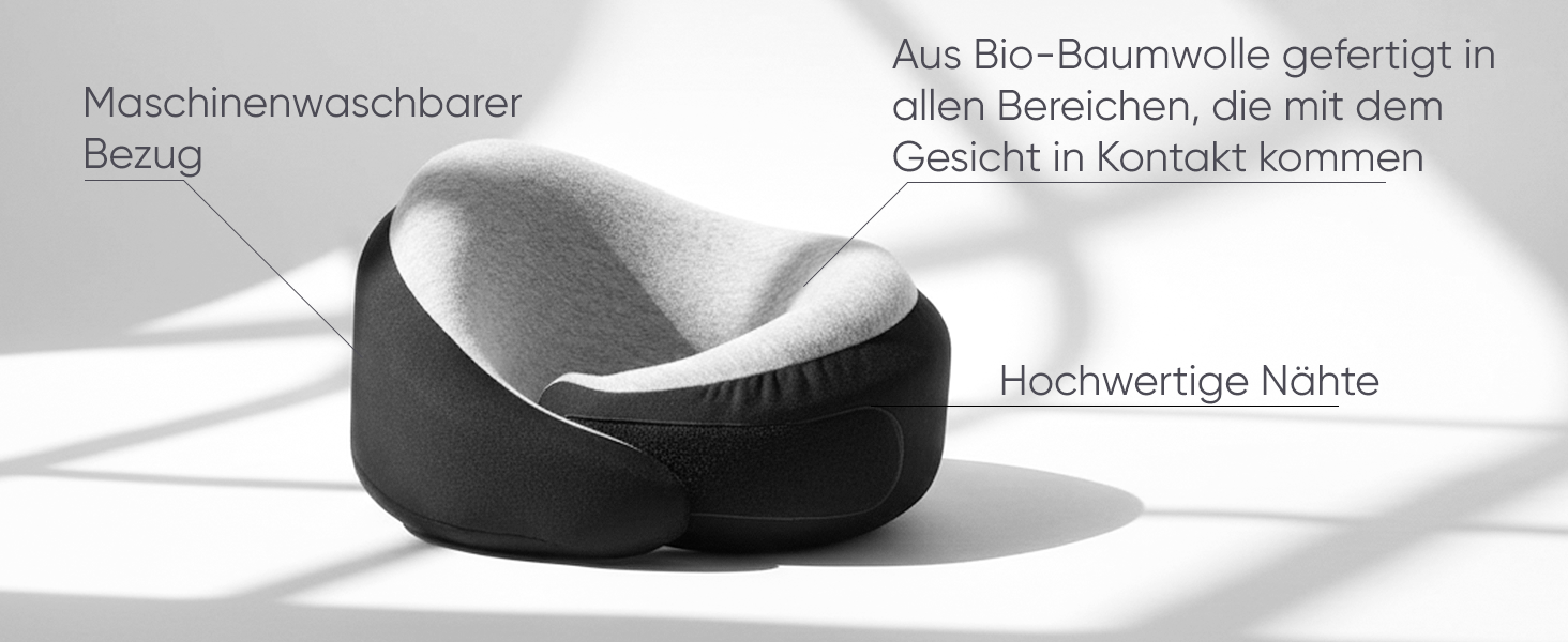 Подорожній нашийник Proglobe Luxe з ефектом пам'яті (Memory Foam), колір антрацит — ергономічна подушка під шию з підтримкою підборіддя та сумкою для зберігання