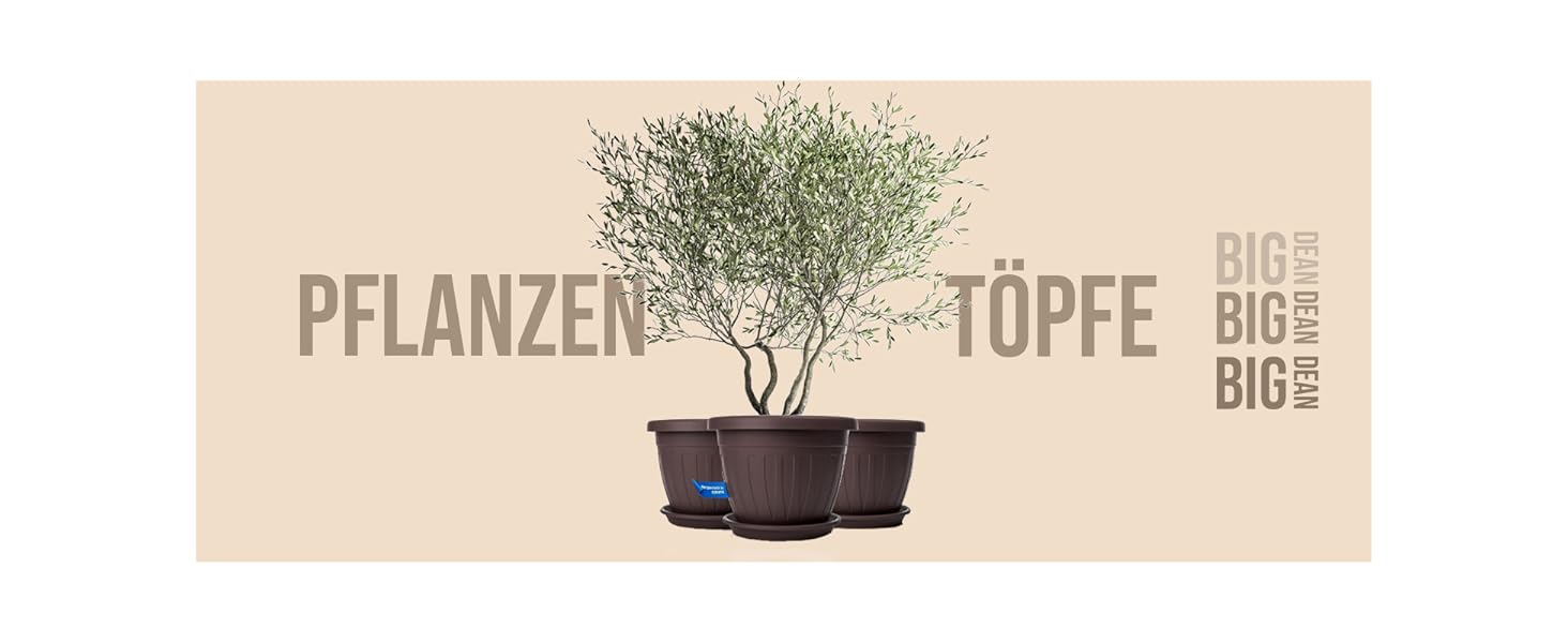 Плантатор BigDean 3X з підставкою, ø50xH38 см, антрацит - вологостійкий горщик для квітів - з водостоком, UV-стійкий, з міцного пластику - для внутрішнього та зовнішнього використання, Made in Europe