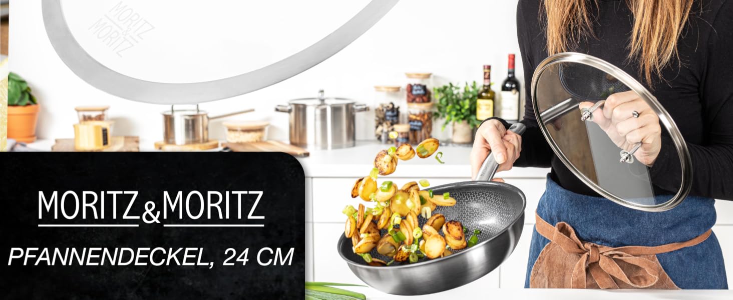 Універсальна кришка для сковорідок та каструль Moritz & Moritz 28 см, нержавіюча сталь, з паровим клапаном