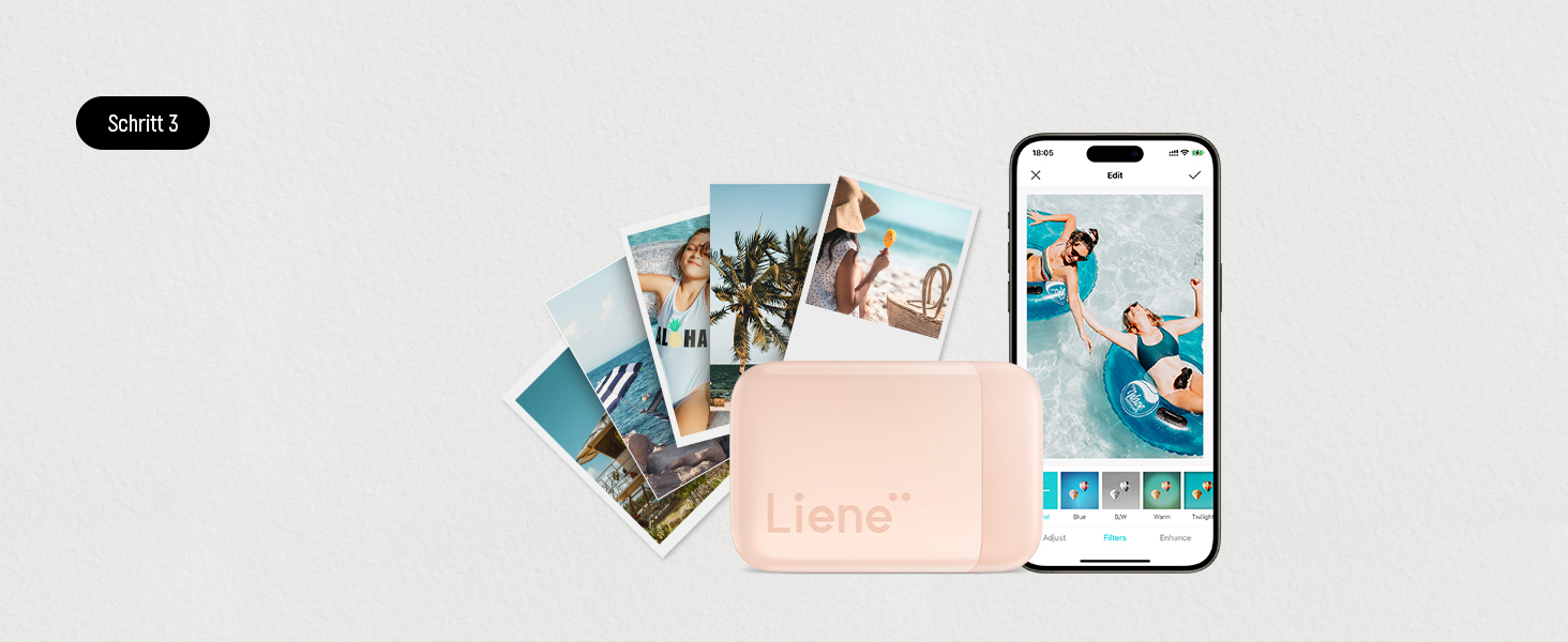 Портативний фотодрук Liene Pearl K100 з друком на Zink папері, Bluetooth 5.0, для iOS та Android, рожевий