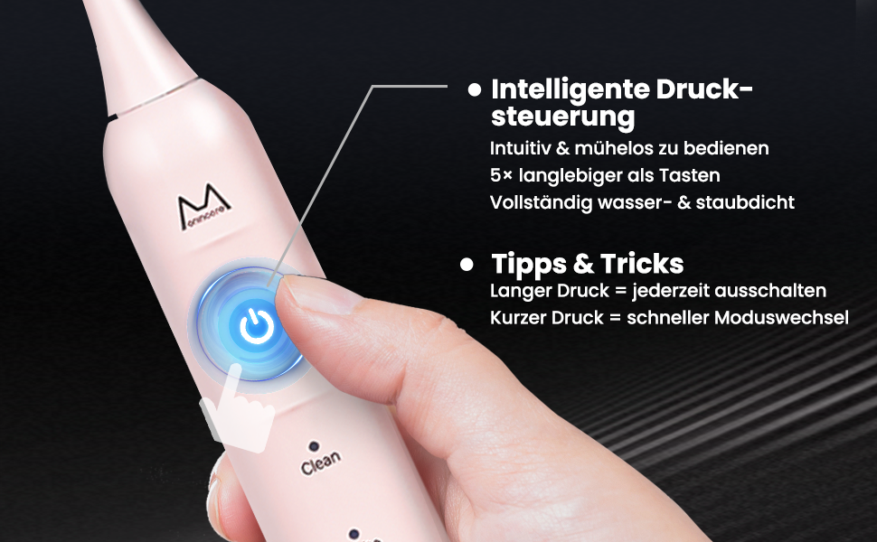 Електрична зубна щітка для дорослих B10PRO-Rosa, 5 режимів, 48000 VPM, IPX8, акумулятор 180 днів, таймер, 4 насадки, чохол