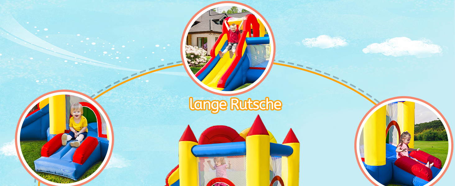 Надувний замок для дітей з насосом, міцний матеріал, для 3-4 дітей, ігровий намет для дому (315x245x194 см)