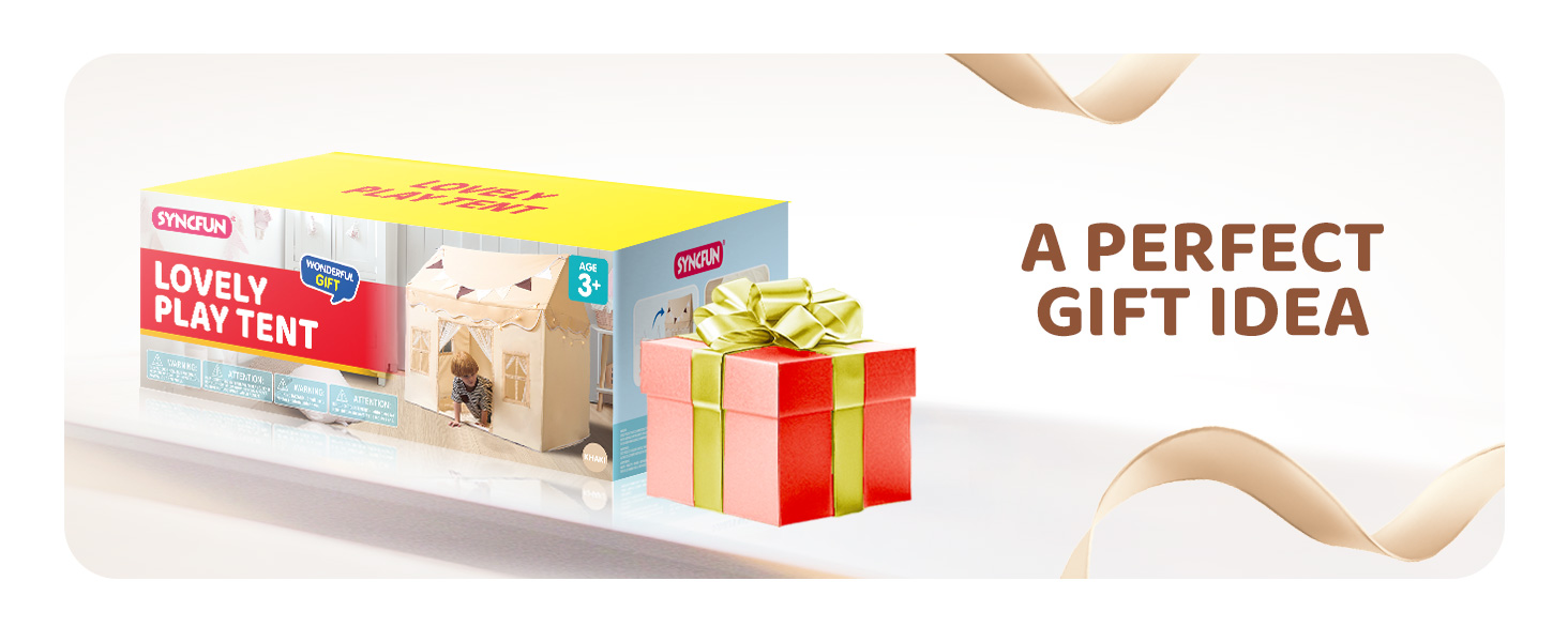 Дитячий намет SYNCFUN з килимком та світлом для гри в приміщенні. Ігровий будиночок для дівчаток 3-13 років (Бежевий).