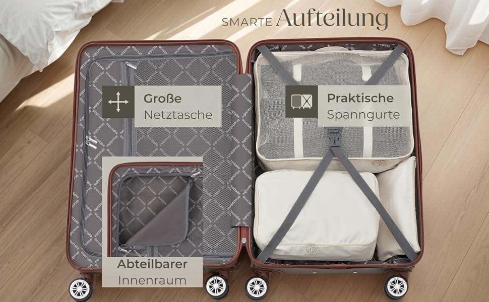 Набір валіз Tectake 13 шт. з валізою, сумкою та ролерами: 3 великі валізи, TSA-замок, сірий