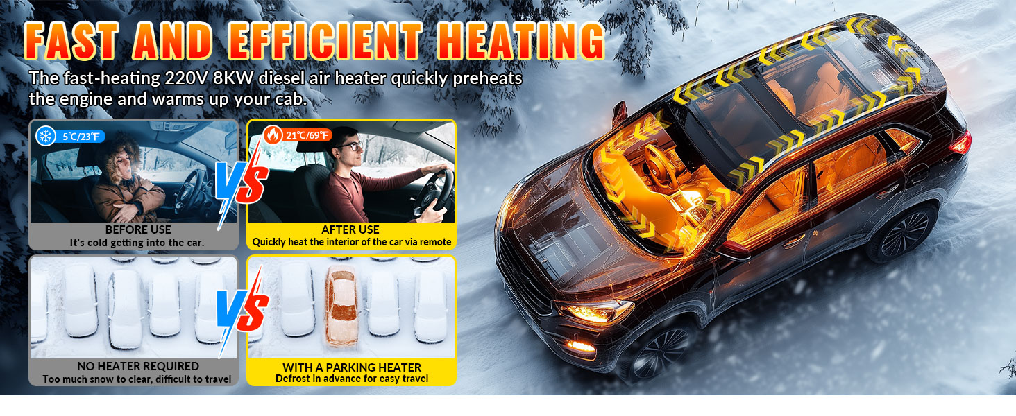 Дизельний обігрівач Diesel Air Heater 8 кВт з дистанційним керуванням та LCD дисплеєм 12/24/110-240 В, Bluetooth, для автодому, автомобіля, причепа