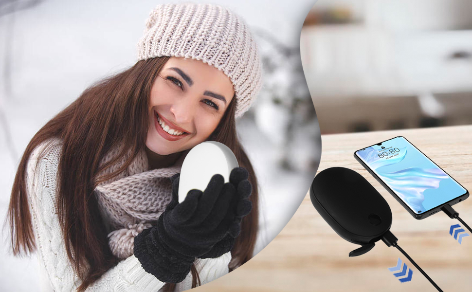 Електричний грієчка для рук OHLGT 10000mAh: портативний нагрівач з Power Bank, USB, для Рейно, артрит, спорт, 15 годин роботи