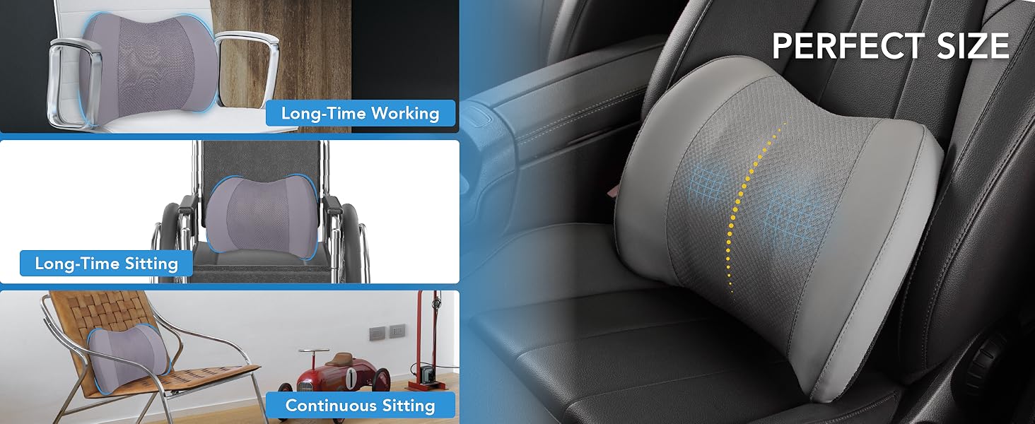 Подушка для підтримки попереку, Memory Foam, для зменшення болю в спині, для авто, офісу, інвалідного візка (Сірий)