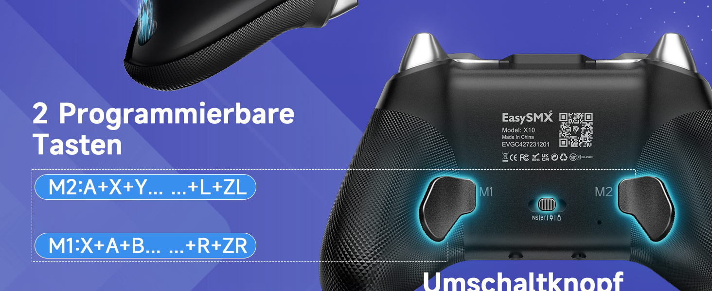 Контролер EasySMX X10 для ПК з датчиками Hall, Bluetooth, механічні кнопки, без дрифту, сумісний з PC/Switch/Steam (сірий/срібний)