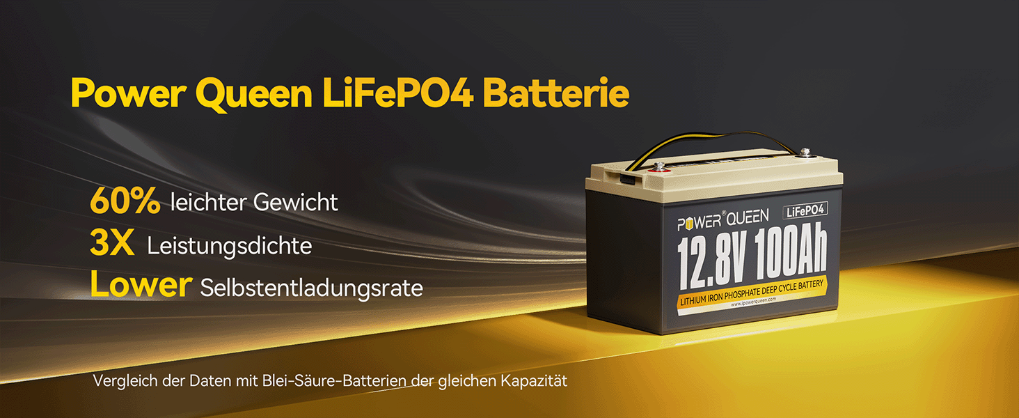 Літієва акумуляторна батарея LiFePO4 Power Queen 12V 100Ah для кемперів та будинків на колесах