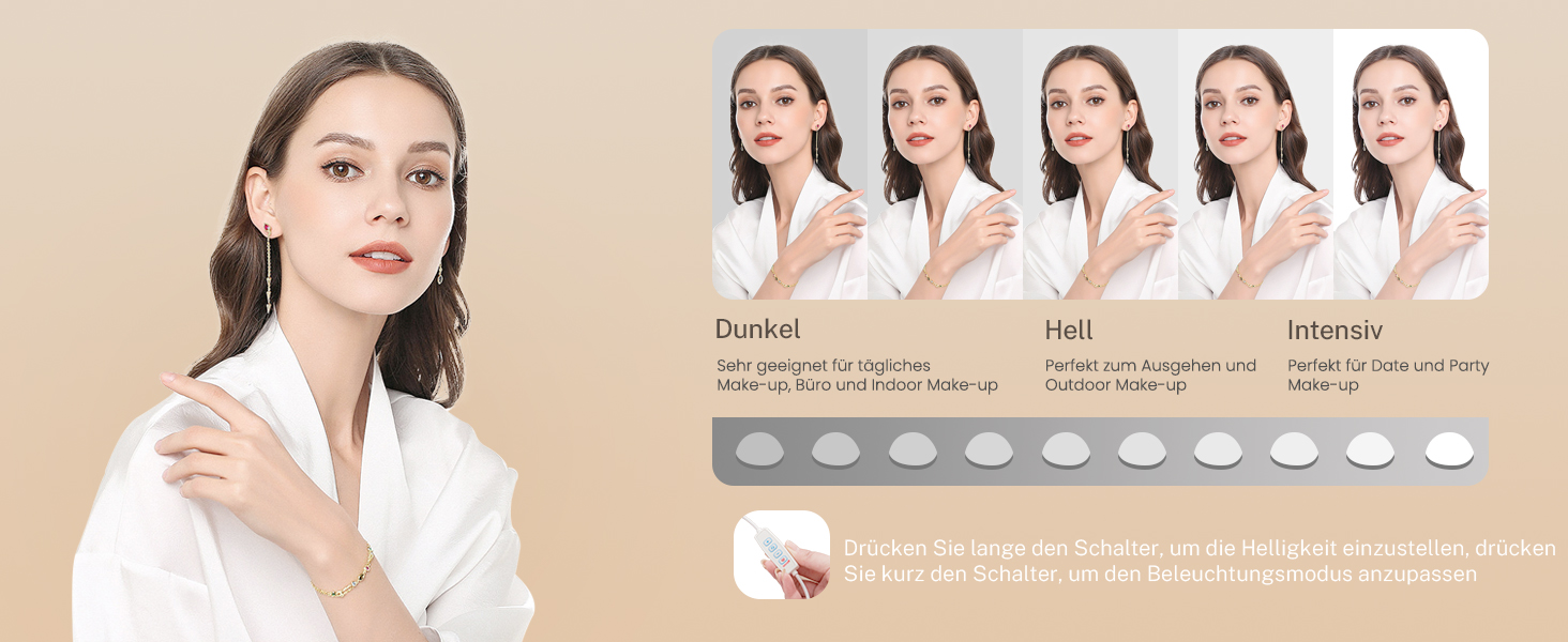 Дзеркальний туалетний столик TEENFON з LED-підсвіткою, 7 ящиками та 4 відкритими полицями, білий