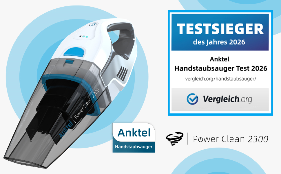 Акумуляторний ручний пилосос PowerClean 2300 для сухого та вологого прибирання з зарядним пристроєм та мийним HEPA-фільтром, безмішковий