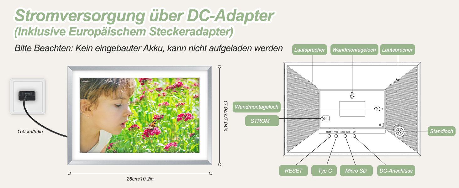 Цифровий рамка для фотографій з дерева, Wi-Fi, 32GB, 10.1 дюйма, IPS сенсорний екран, Frameo APP, подарунок, дуб (срібло)