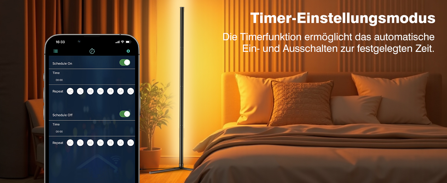 LED Торшер у вітальню RGB з димером, пультом та керуванням через додаток. Кутова LED лампа з 16 млн кольорів, 68+ режимів, музичний режим для спальні та геймінгу