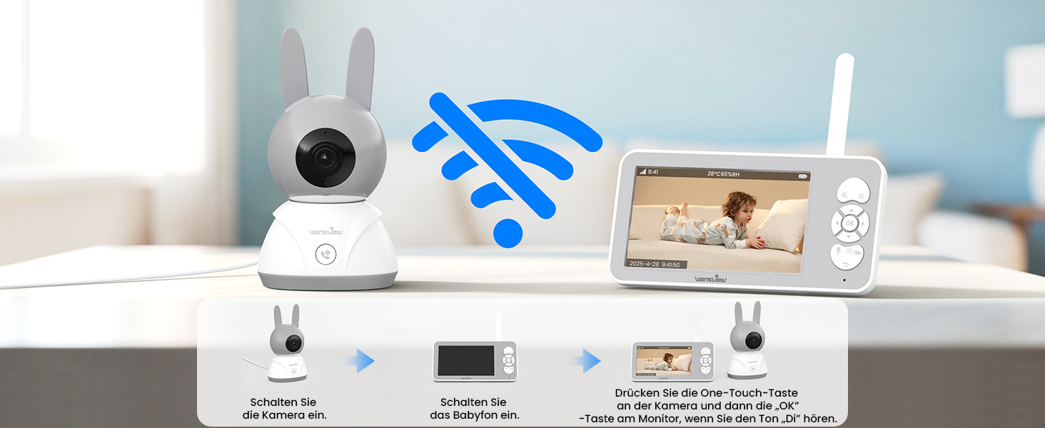 Відеоняня Wansview з камерою 1080P, Wi-Fi 2.4/5 GHz, нічна зйомка, датчик руху/звуку, двосторонній зв'язок, відстеження, контроль температури