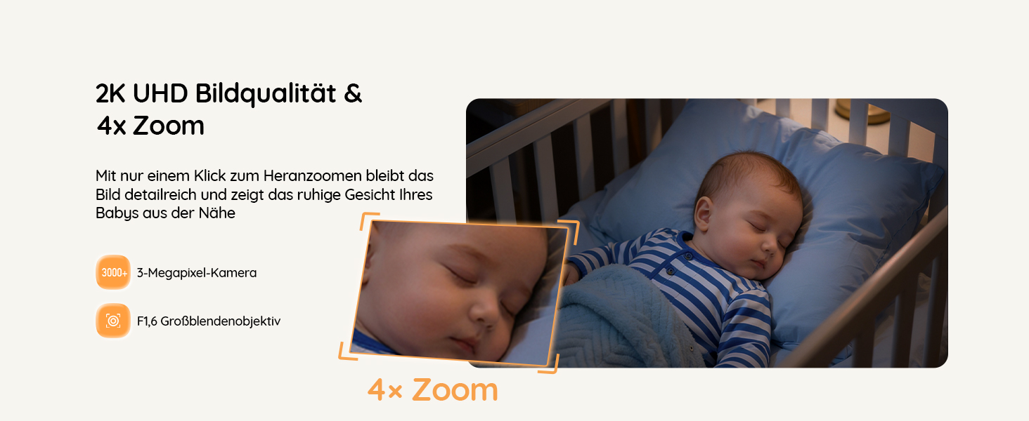 Відеоняня BOIFUN 2K/3MP з камерою Wi-Fi, нічним баченням, 5