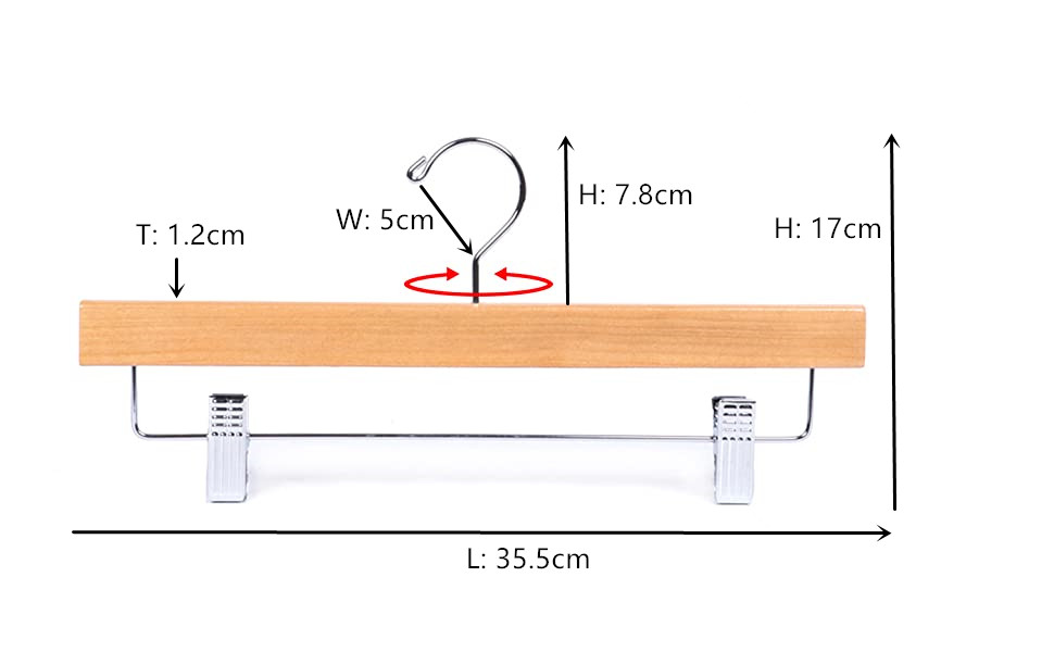 Вішалка для брюк, дерев'яна, 35,5 см, 20 шт.