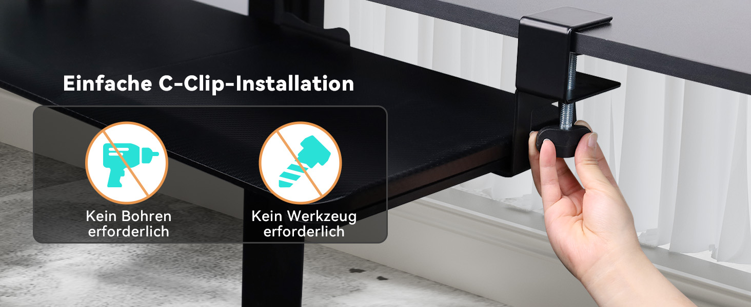 Підставка для клавіатури NearHub, висувна, під стіл, карбоновий дизайн, 65x30 см