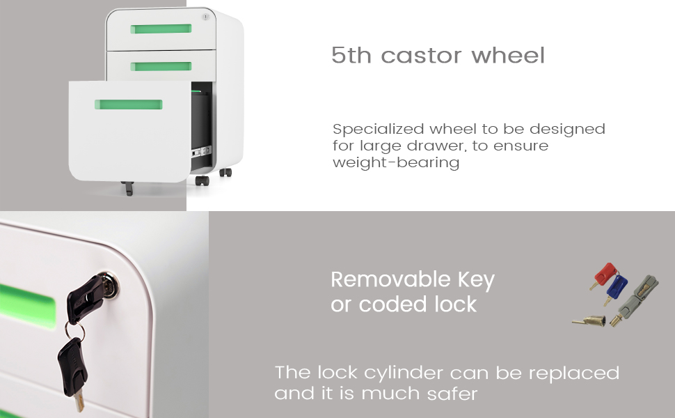 Роликовий контейнер DeHong з металу, мобільний офісний шафчик з 3 висувними ящиками, офісний контейнер, з можливістю замка та регульованих папок, збірно-розбірний, для офісу, дому, чорний
