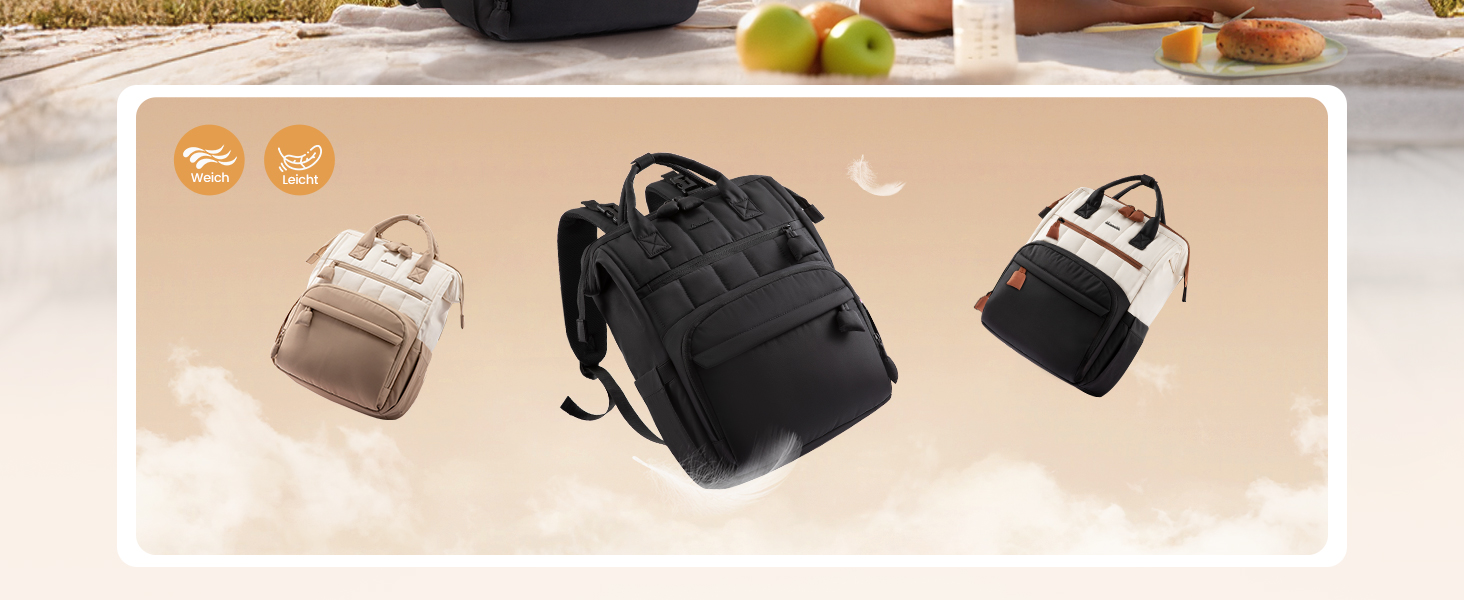 LOVEVOOK Рюкзак-переноска для мами та тата, рюкзак-пеленальник, сумка для підгузків, водонепроникна, з пеленальною підкладкою, з ременями для дитячої коляски, Khaki-beige