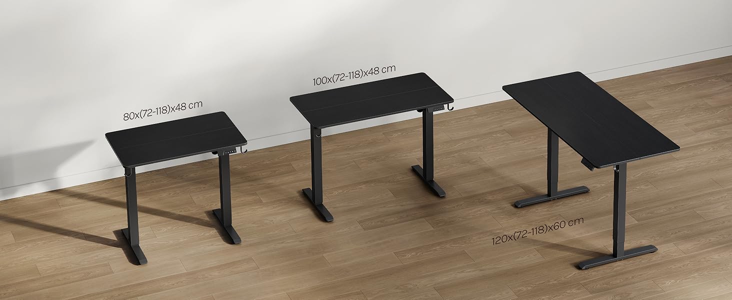 Електричний регульований по висоті письмовий стіл WOLTU з функцією пам'яті та захистом від зіткнень, комп'ютерний стіл для дому та офісу, чорний, 120 x 60 см