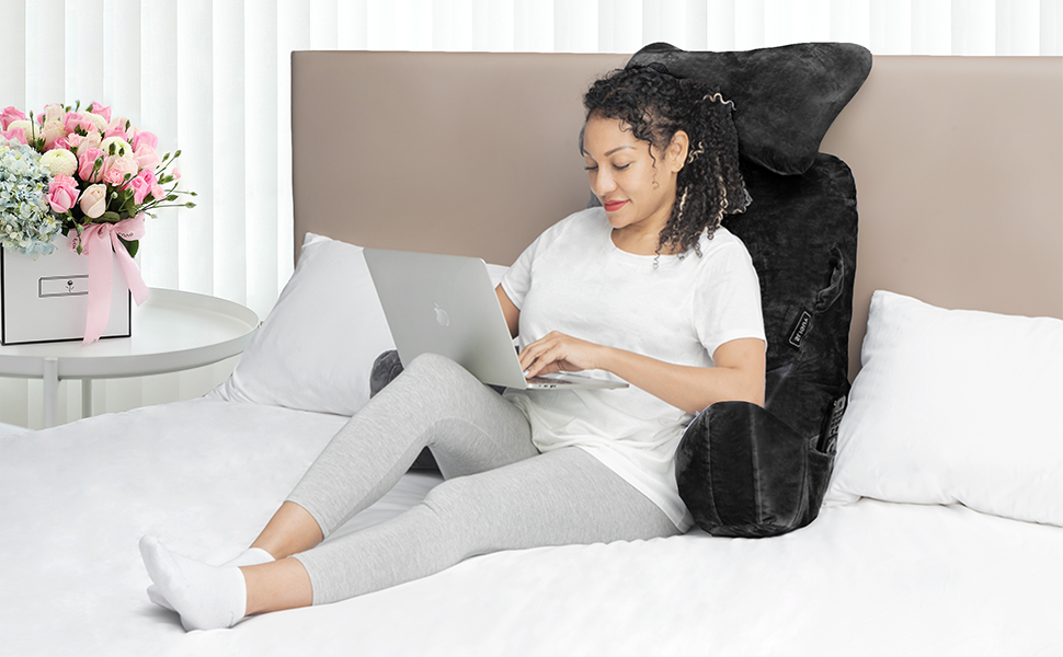 Крісло-мішок для читання, велике (78,7 см), з підголовником та підлокітниками, сіре для читання, перегляду телевізора, дорослих