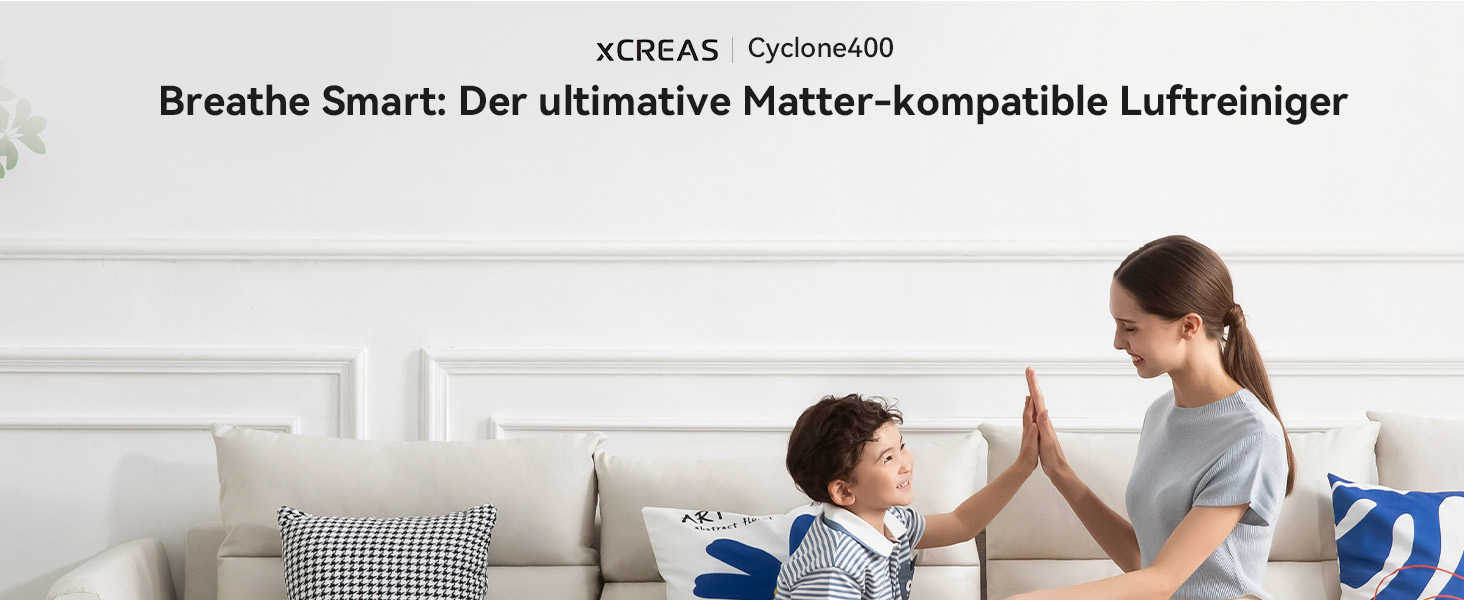 Повітряний фільтр з підтримкою Matter, сумісний з Apple Home, Alexa, Google Home, Home Assistant, HEPA фільтр H13, миючий попередній фільтр, функція ароматерапії, еко-режим для 62м² та 83м²